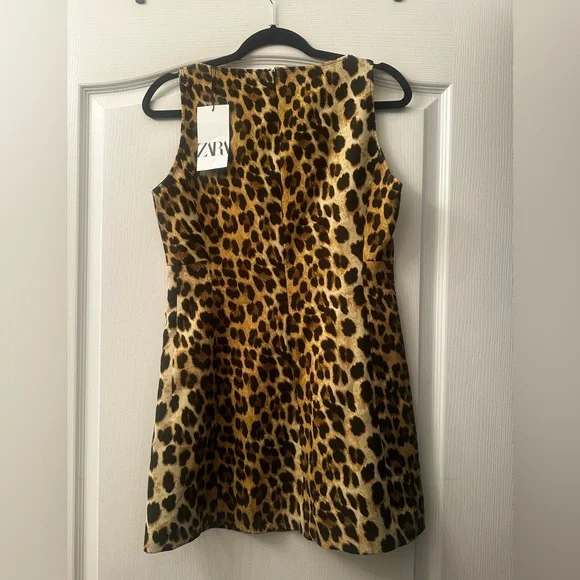 Zara Leopard-Print Sleeveless Mini Dress M - Picture 3 of 5